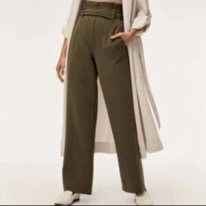 Aritzia Babaton Olive Green Jermain Trouser High Waisted Pants